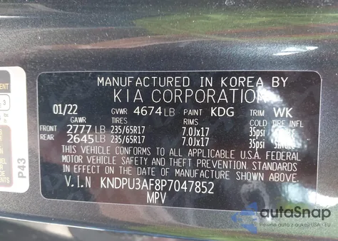 2023 Kia Sportage Lx z USA, uszkodzony, nr VIN KNDPU3AF8P7047852